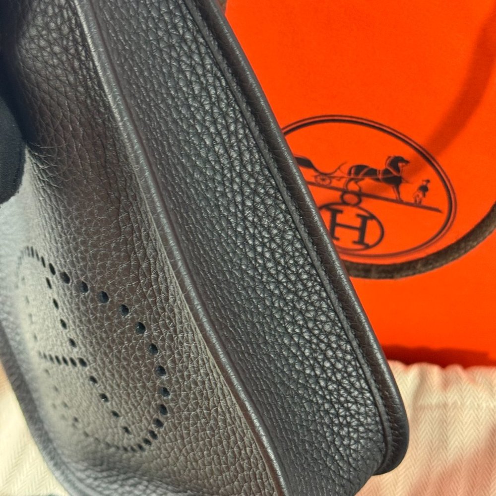 NWT Authentic Hermes Mini Black Leather Evelyn Crossbody Bag - Picture 5 of 12